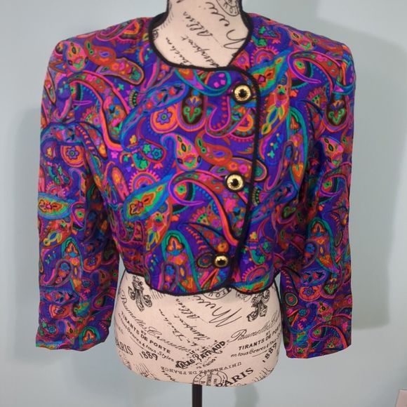 Oleg Cassini Jackets & Blazers - Oleg Cassini Jacket Womens 100% Silk Colorful Vintage paisley size 8